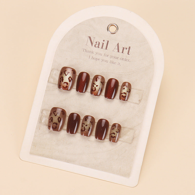 Stylish Press-On Nail Set with Artistic Leopard Design Kalsten
