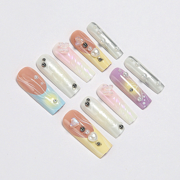 Creative artificial nails with 3D flower embellishments Kalsten