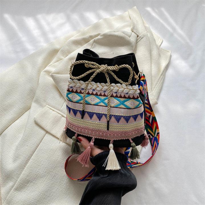 Embroidered Festival Drawstring Bag
