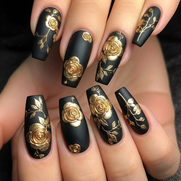 Artful nail tips with floral accents Kalsten
