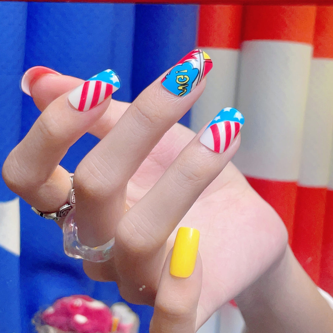 Playful Cartoon-Themed Press-On Nail Set