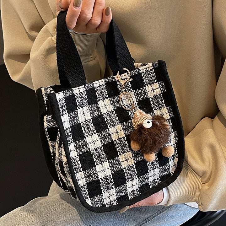 Charming Plaid Shoulder Tote Bag