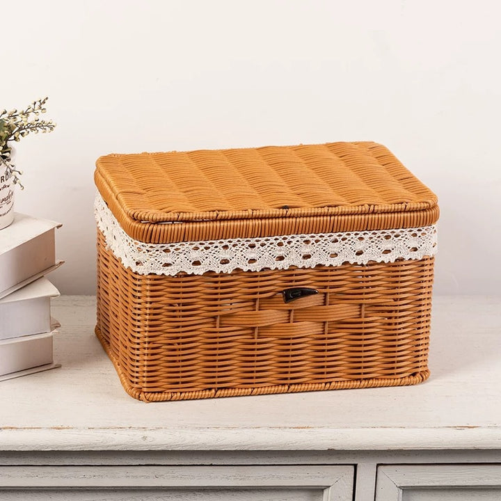 Women's braided basket with lid and lace top Kalsten