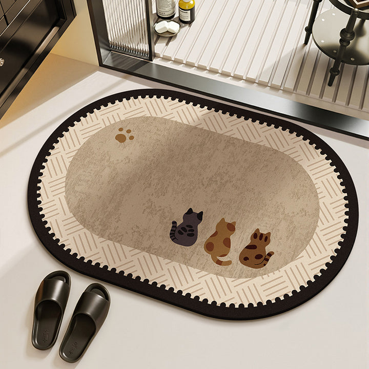 Cat-Themed Plush Kitchen Area Mat Kalsten