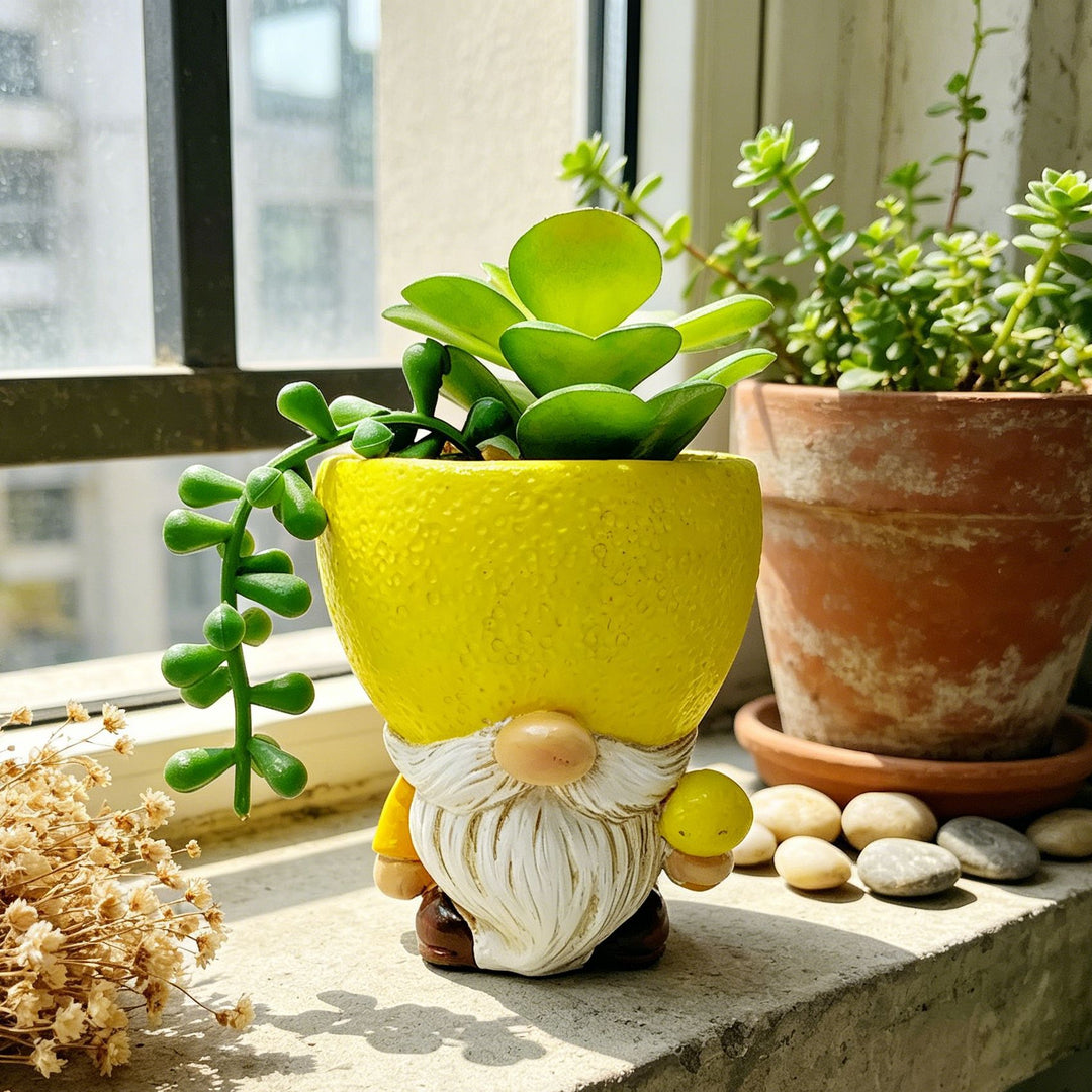 Original flower pot figure with gnome motif Kalsten