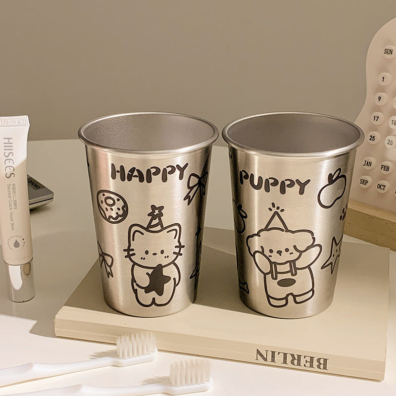 Stainless Steel Drinking Cup with Playful Dog Design Kalsten