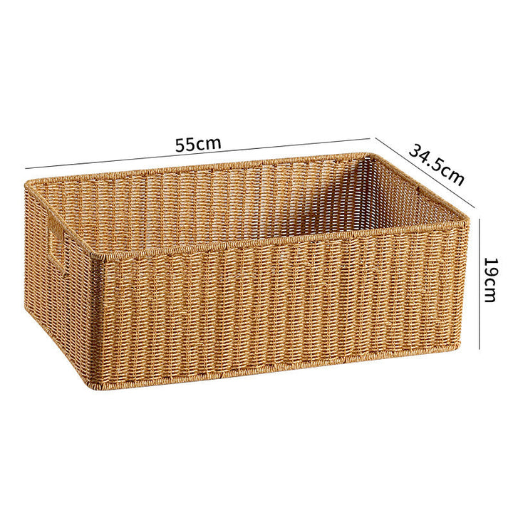 Large Handwoven Rectangular Storage Basket with Cutout Handles Kalsten
