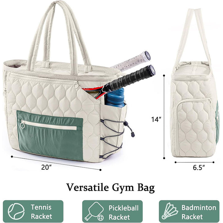 Sporty quilt bag with separate shoe compartment and pockets for accessories Kalsten