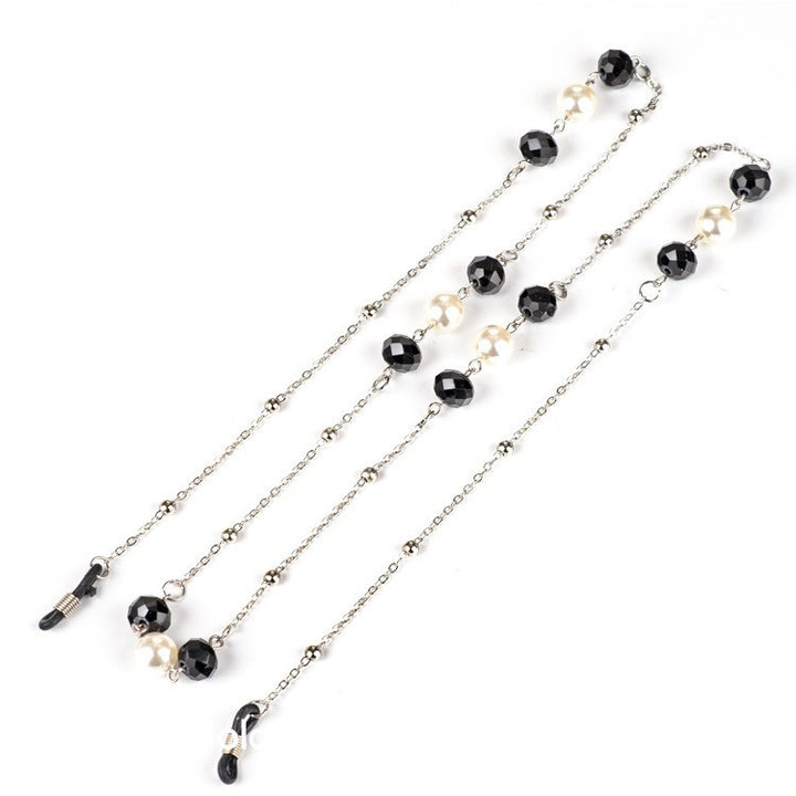 Elegant Pearl and Black Bead Eyewear Chain Kalsten