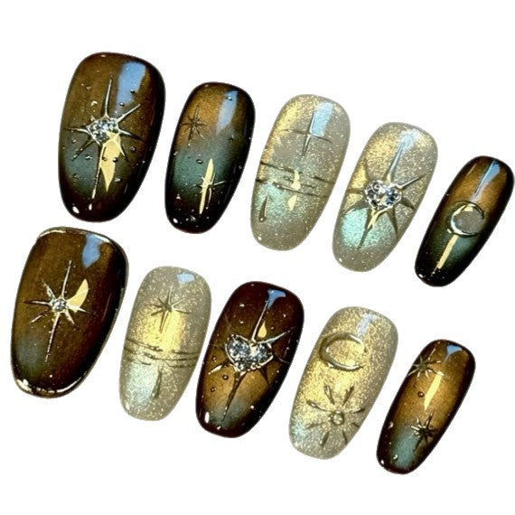 Glamorous artificial nails with sparkling star design Kalsten