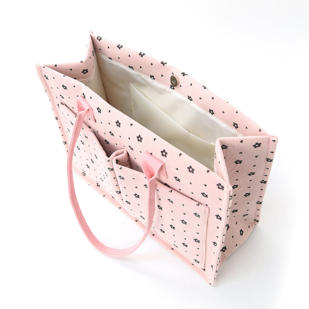 Shopping bag with floral pattern and practical exterior pockets Kalsten