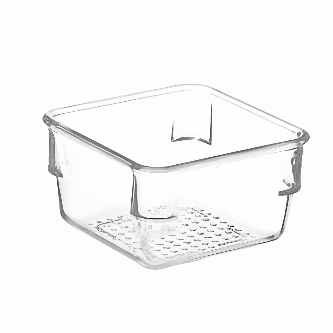 Transparent refrigerator door shelf with ribbed bottom and clip attachment