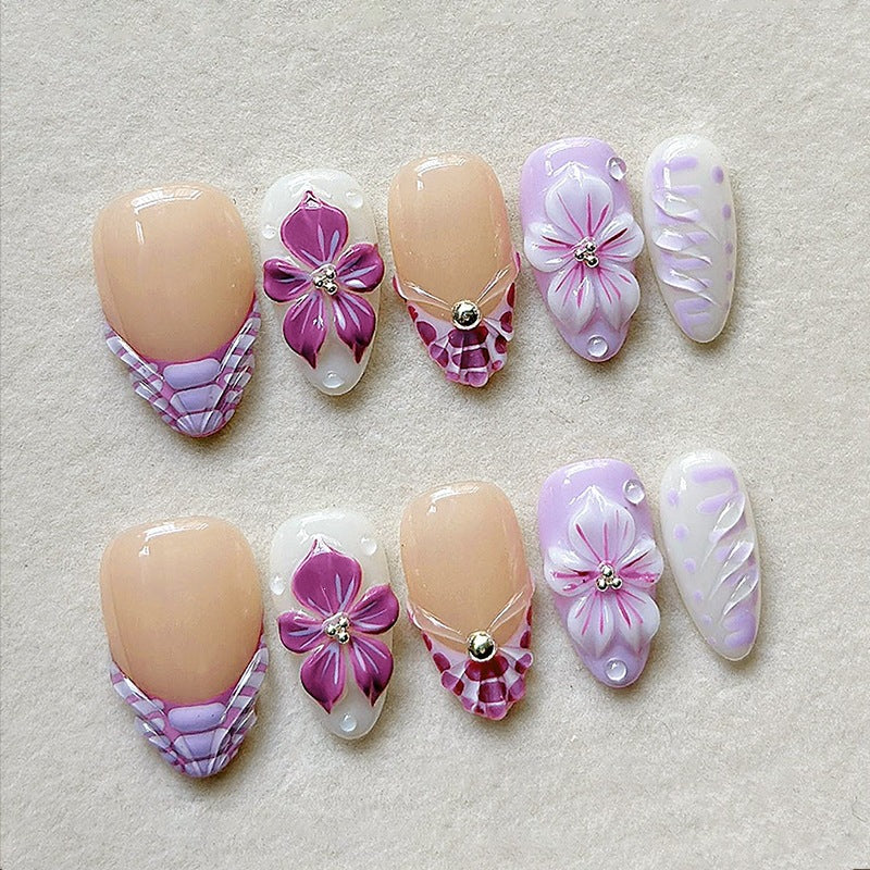 Artificial nail set with floral and glamorous accents Kalsten