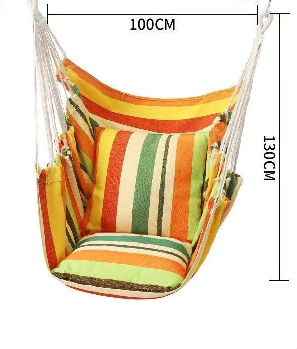Hanging hammock chair with reinforced cotton canvas and integrated arm pockets Kalsten