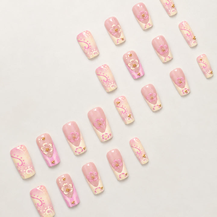 Floral Decorative Press-On Nail Design