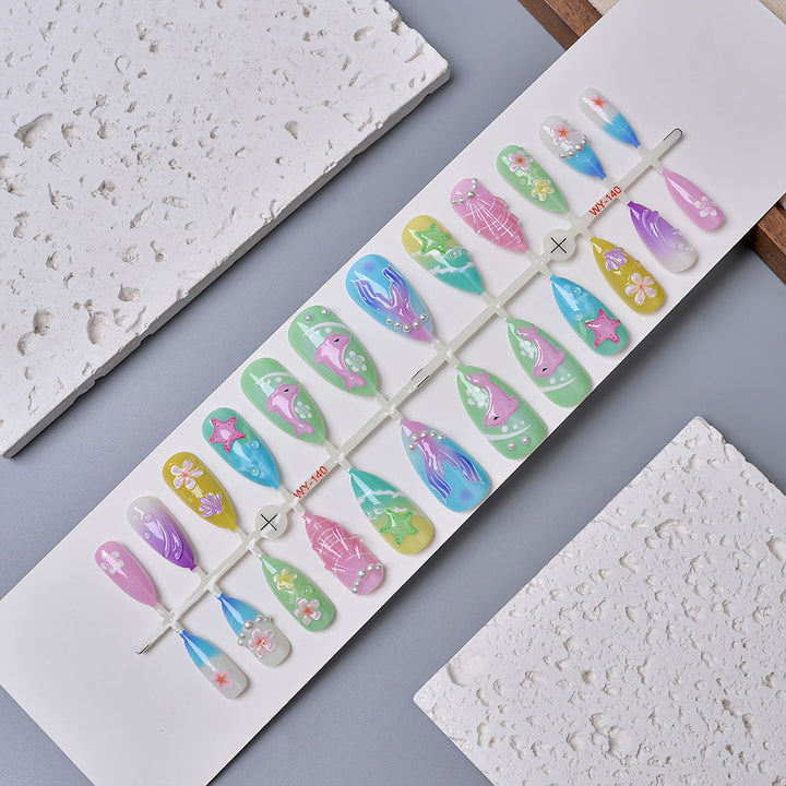 Artistic Ocean-Themed Press-On Nail Set Kalsten