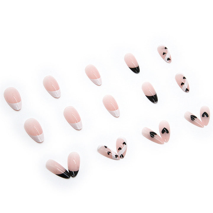 Decorative Press-On Nail Art Set with Heart Motifs