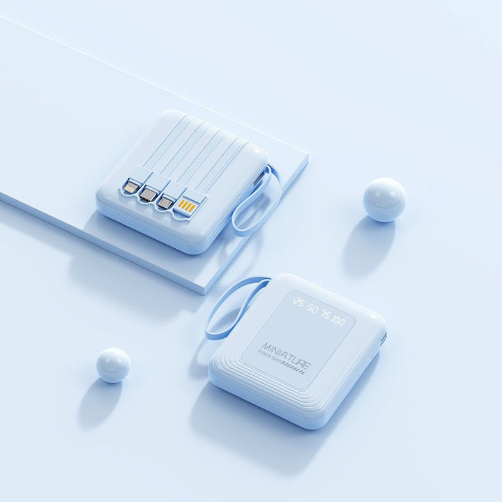 Mini power bank with integrated multifunction charging cable Kalsten