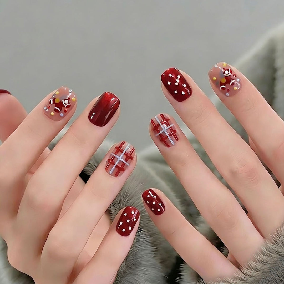Artistic Press-On Nail Set with Unique Patterns