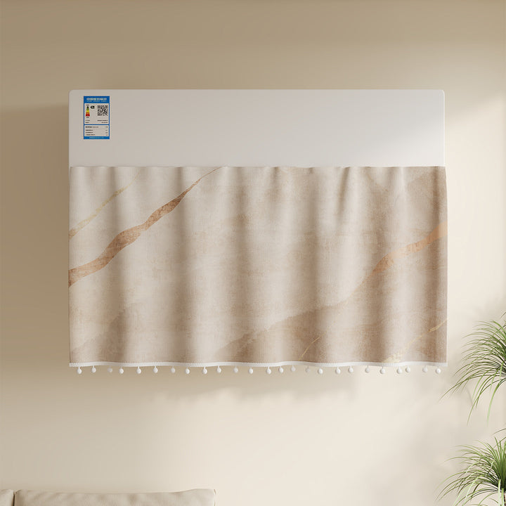 Decorative Air Conditioner Dust Cover with Linen-Texture Fabric and Pom-Pom Trim