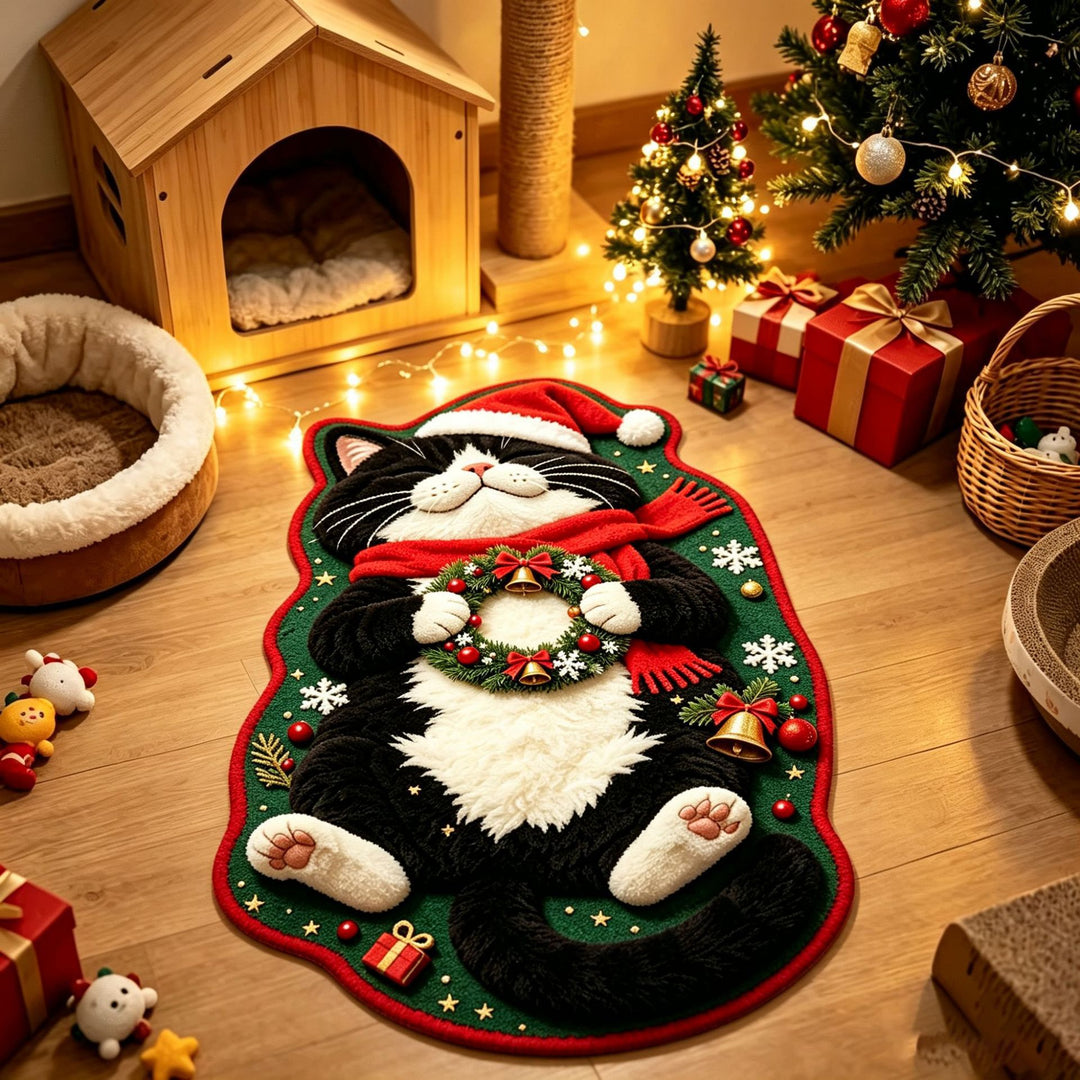 Christmas Cat-Themed Area Rug