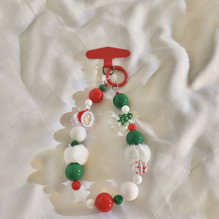 Whimsical Holiday-Themed Beaded Charm Keychain Kalsten