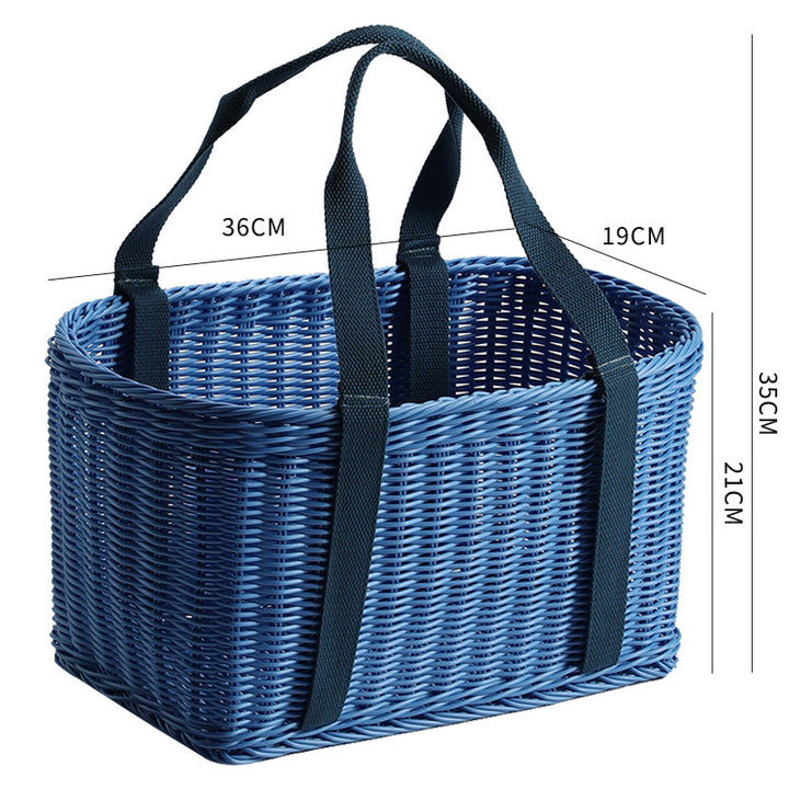 Unisex Robust braided shopping basket with comfortable fabric handles Kalsten