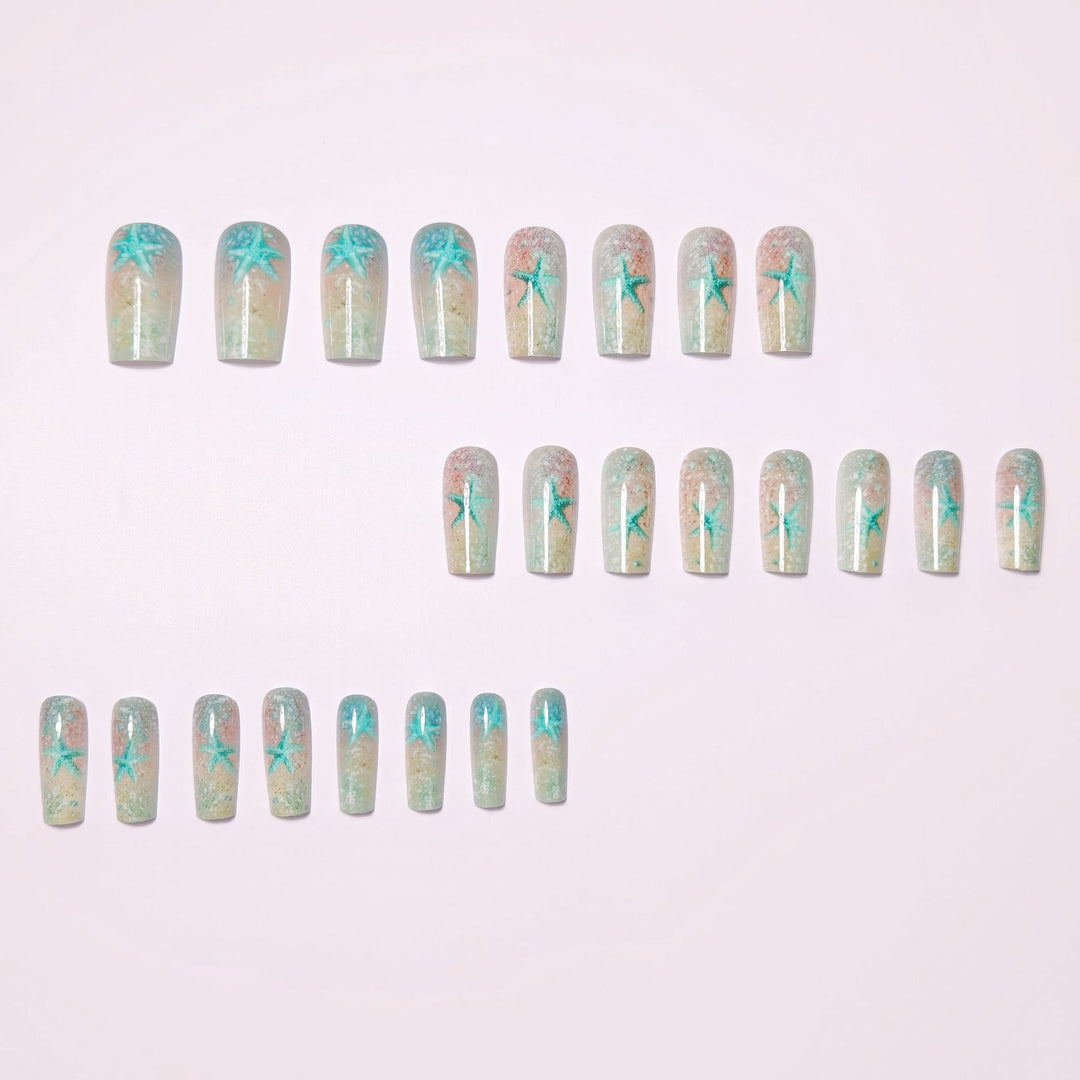 Glittering artificial nails with maritime star motif Kalsten