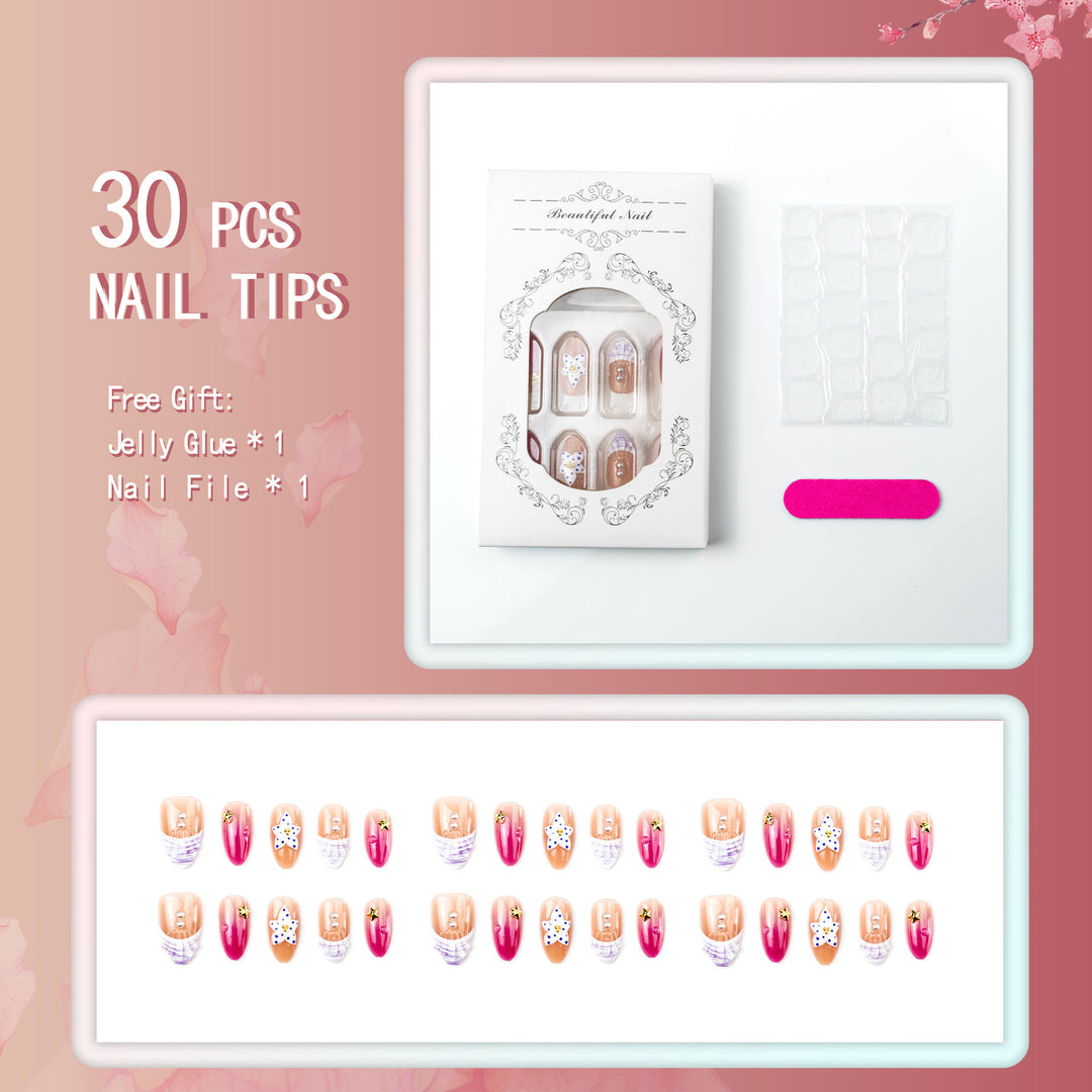 Artificial nails with floral design and glamorous accents Kalsten