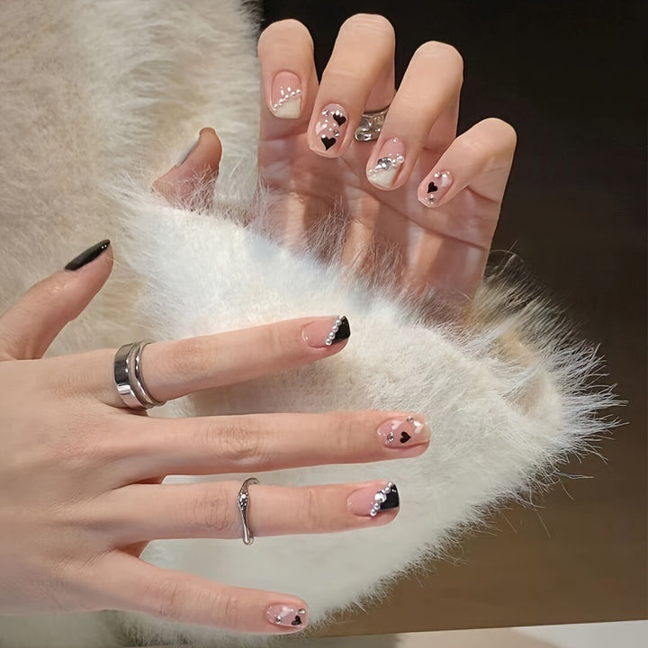 Stylish Press-On Nail Set with Elegant Floral Accents Kalsten
