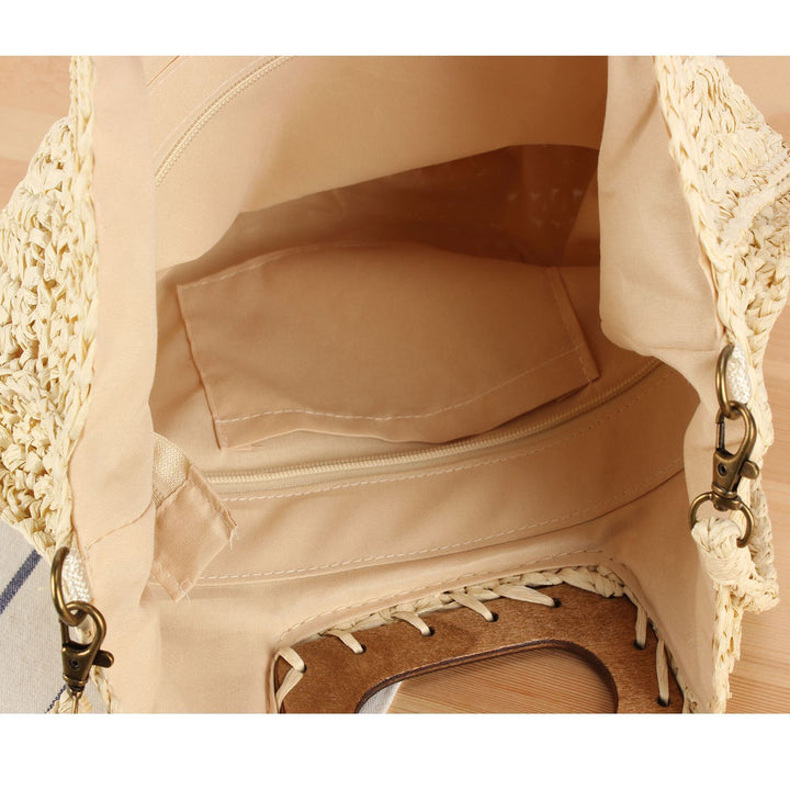Macrame Crossbody Bag with Wooden Handle Kalsten