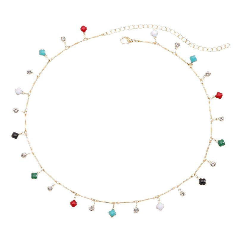 Floral Charm Silver Necklace Kalsten