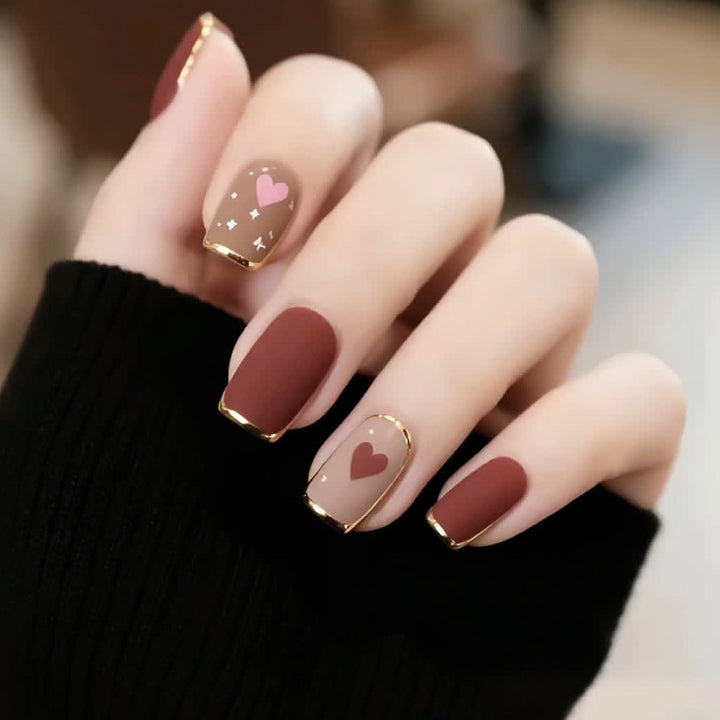 Decorative Heart-Accent Gel Nail Art Extensions Kalsten