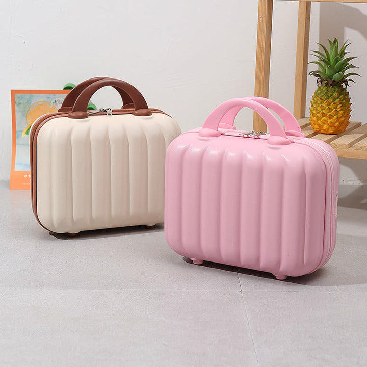 compact hardshell vanity travel case with molded ribbed exterior cushioned organizer panels and dual-lock zipper Kalsten