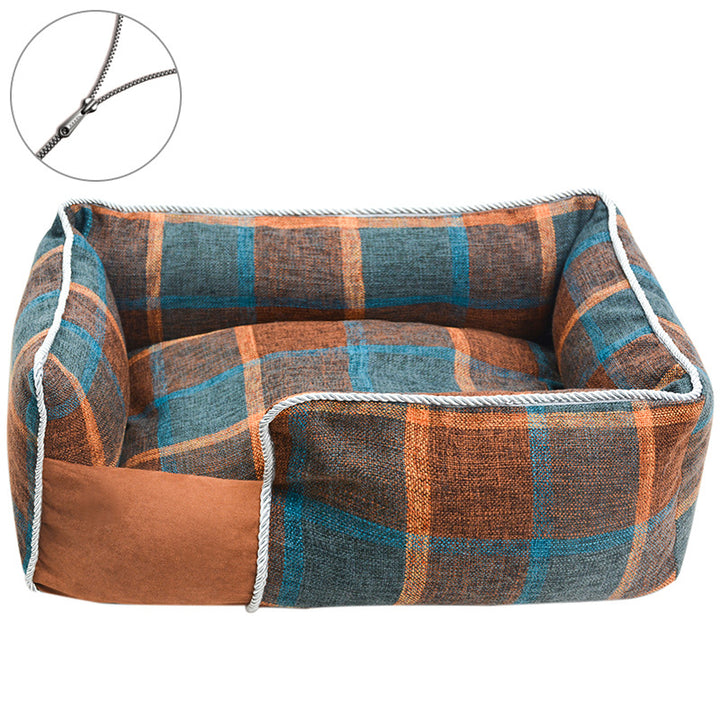 Cozy Plaid Dog Bed