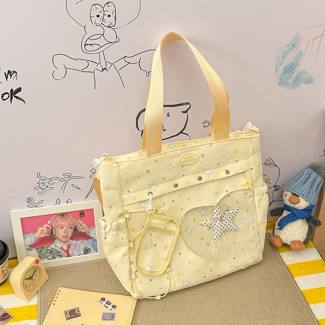 Stylish Multi-Pocket Star-Appliqué Backpack Kalsten