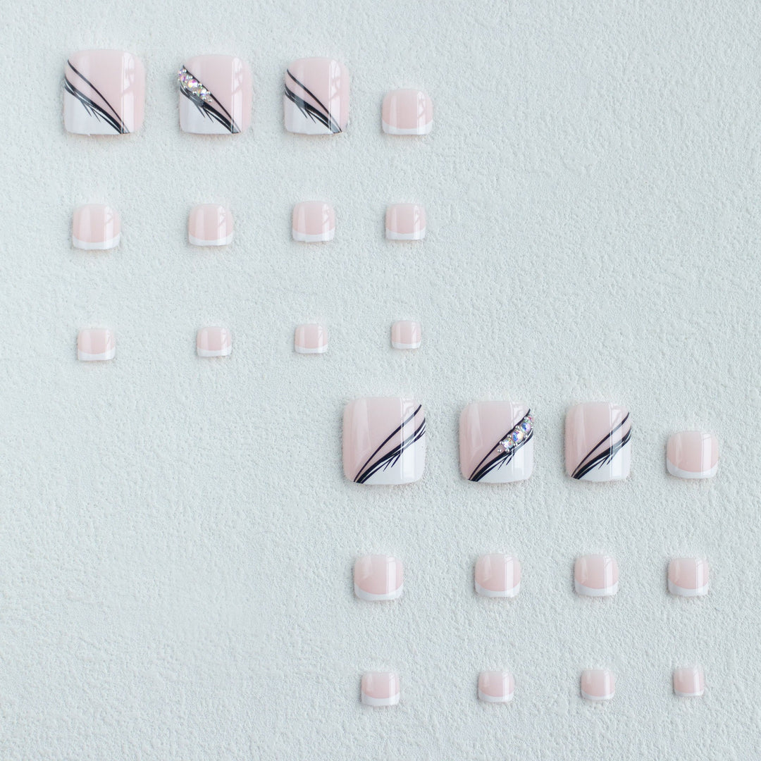 Elegant French Tip Pedicure Nail Art
