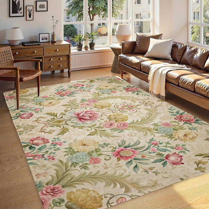 Abstract Leaf Print Area Rug