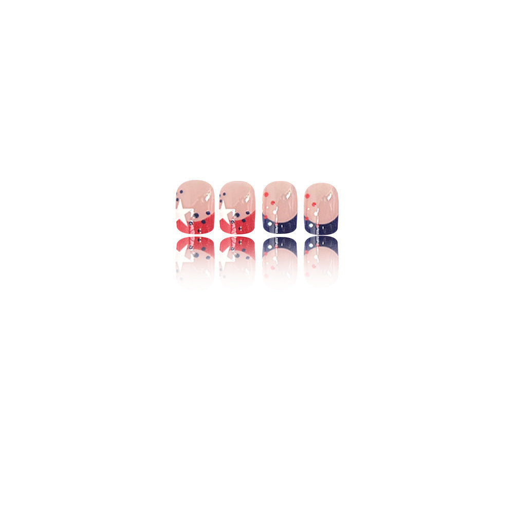 Decorative Press-On Nail Art Set with Star and Stripe Designs Kalsten