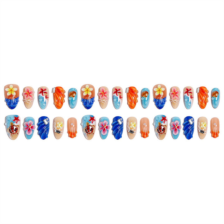 Artificial nails in maritime design with 3D embellishments Kalsten