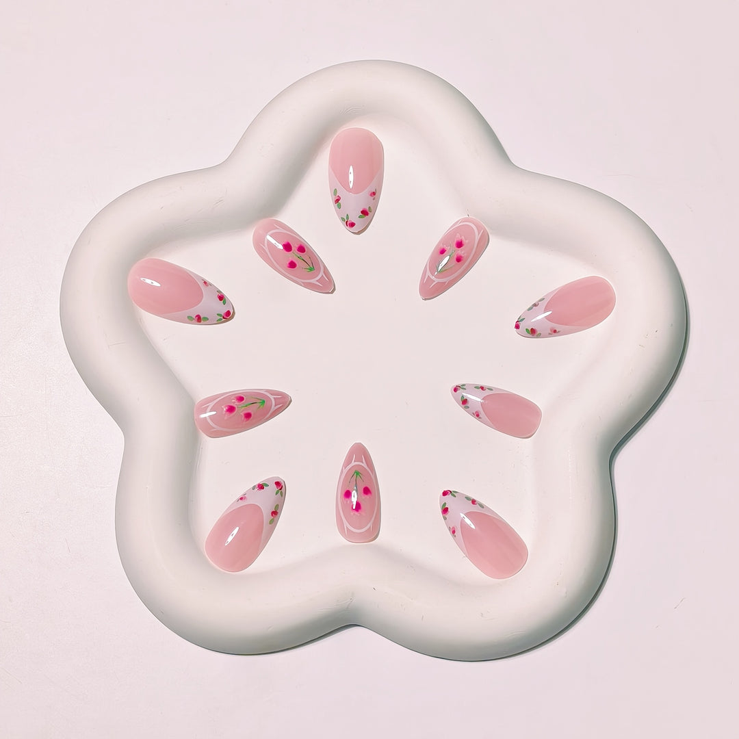 Floral Art Gel Nails