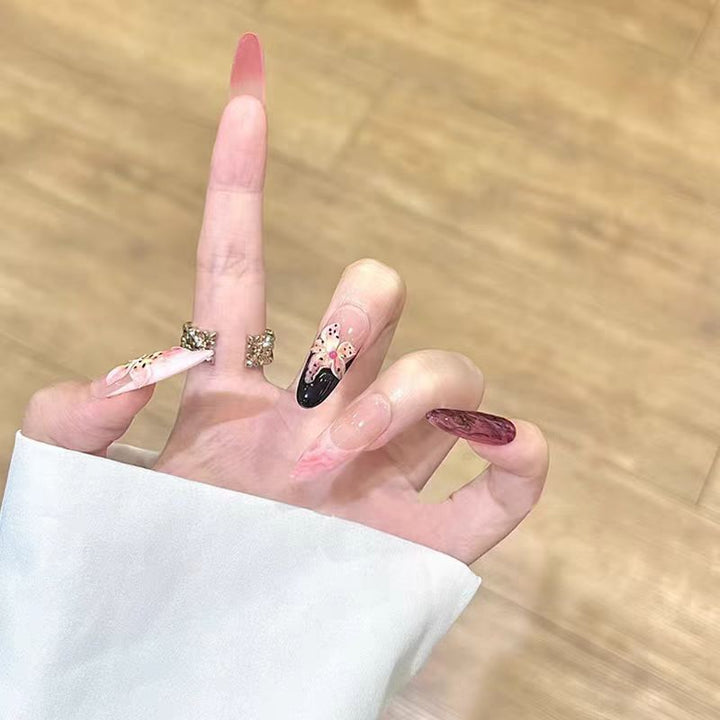 Artistic Floral Press-On Nail Set