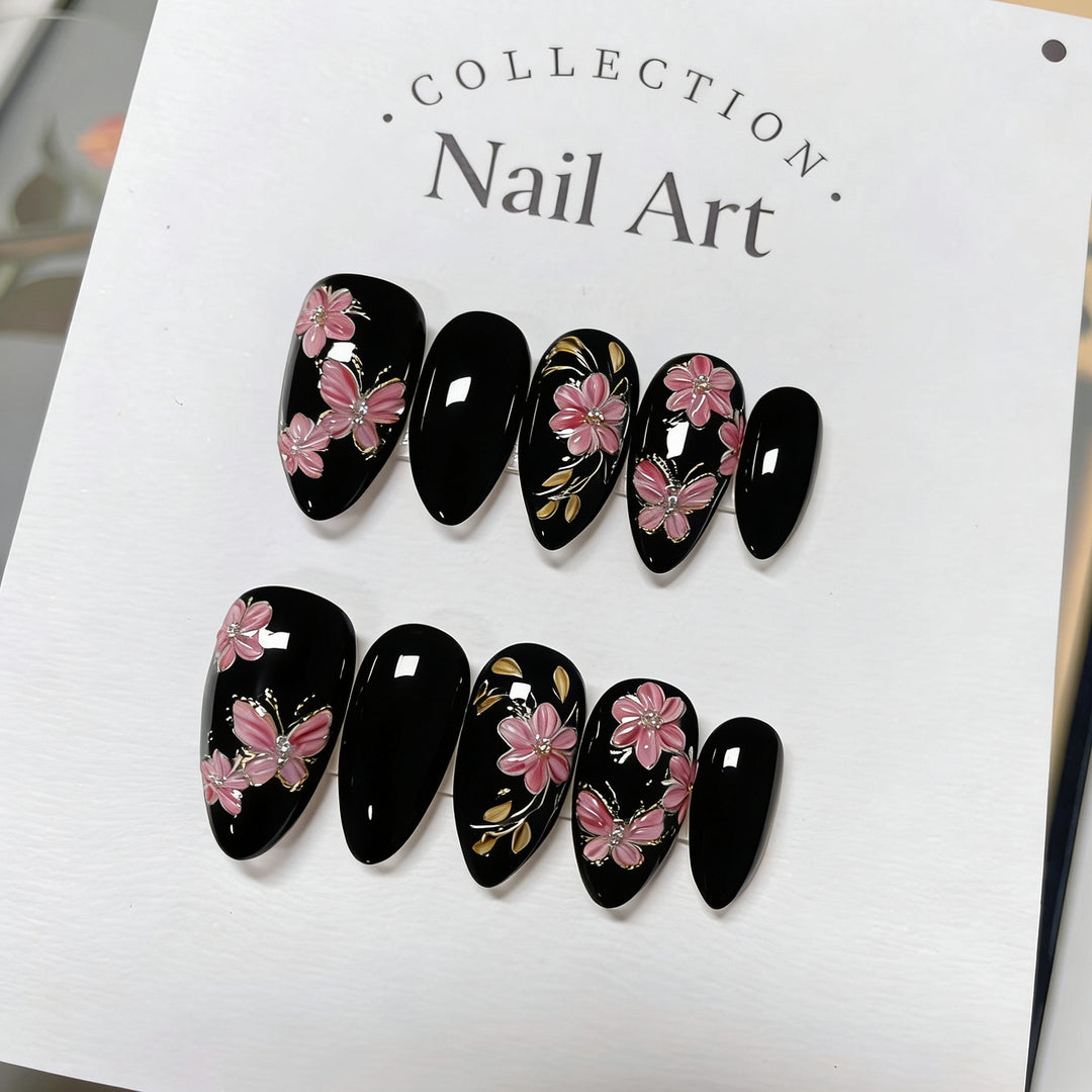 Artistic Floral-Embellished Press-On Nail Art Kalsten