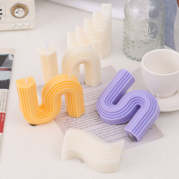 Sculptural Wavy Arch & S‑Form Decorative Tabletop Candle Collection