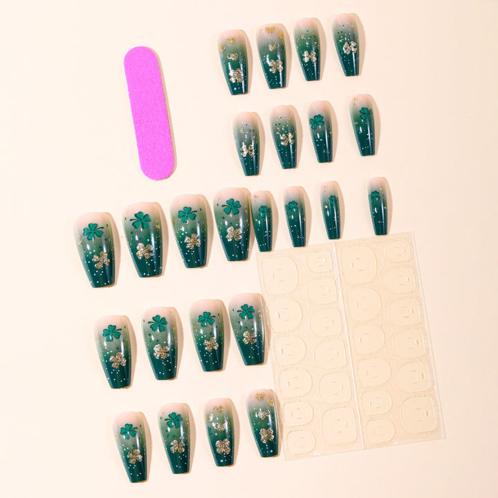 Decorative Shamrock Glitter Nail Art Extensions Kalsten