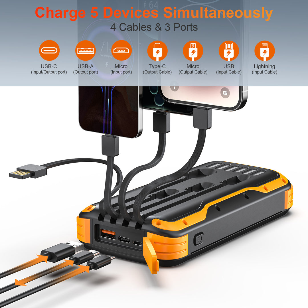Robust Solar Powerbank with Integrated Flashlight and Multifunctional Charging Connection Kalsten
