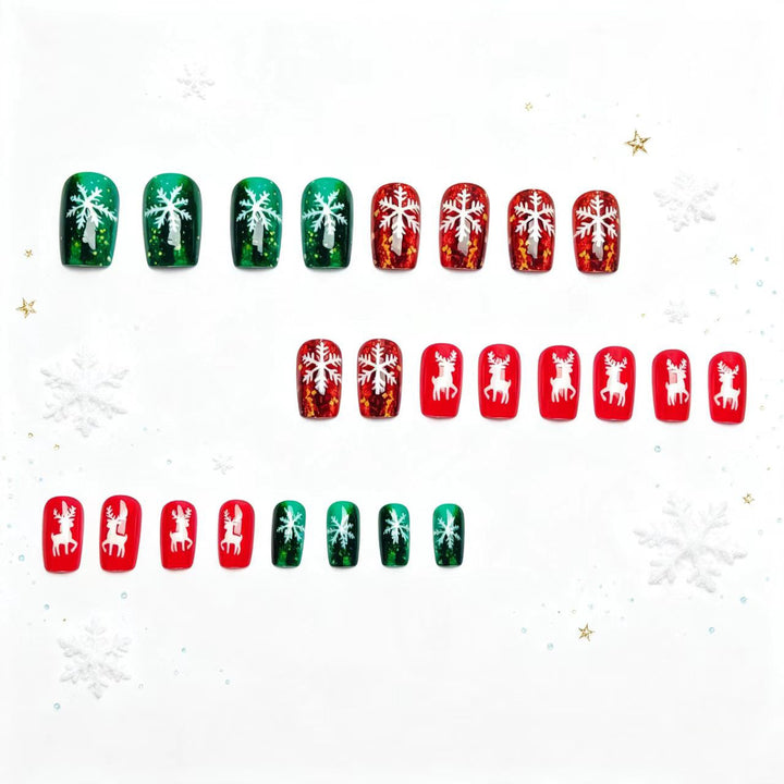 Artificial nails in festive reindeer and snowflake design Kalsten