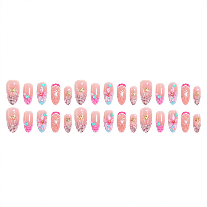Art nail set with colorful blooming 3D applications Kalsten
