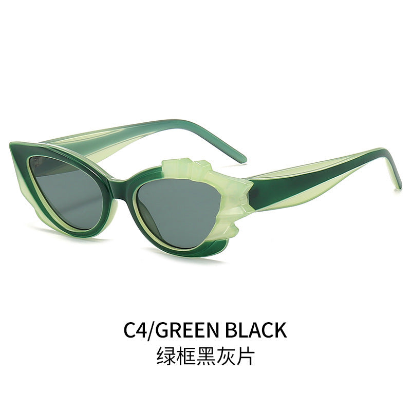 Ladies Cat-Eye Sunglasses with Eye-Catching Flower Frame Kalsten
