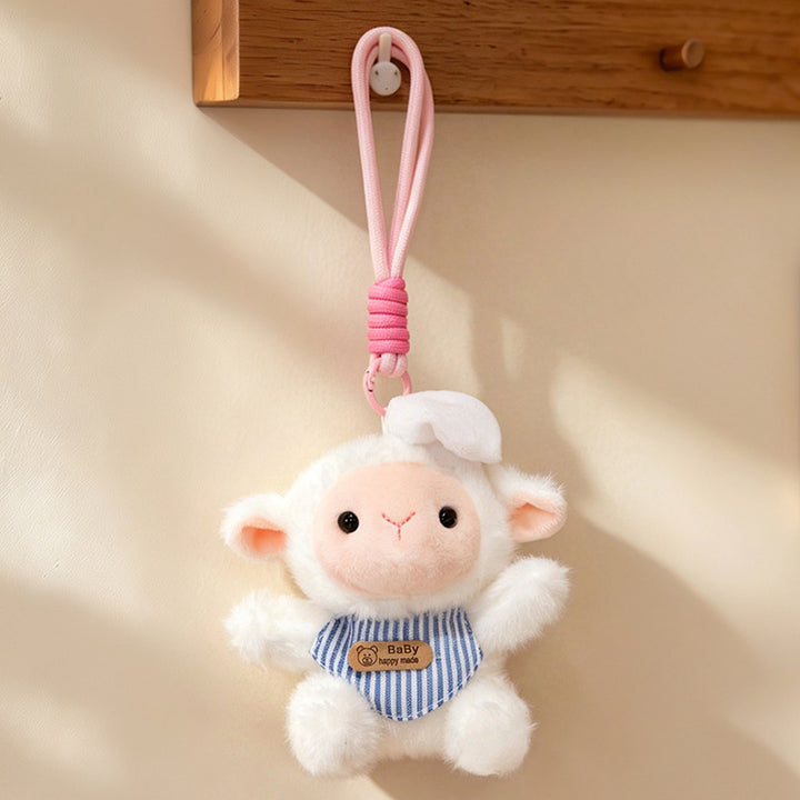 Plush Calico Cat Strawberry Mini Bag Charm Keychain with Soft Rope Loop & Metal Clip Kalsten